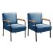 Kit 02 Poltronas Decorativas Jade Braço Fixo Preto - Linho Azul