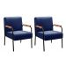 Kit 02 Poltronas Decorativas Jade Braço Fixo Preto - Suede Azul