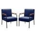 Kit 02 Poltronas Decorativas Jade Braço Fixo Preto - Suede Azul