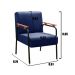 Kit 02 Poltronas Decorativas Jade Braço Fixo Preto - Suede Azul