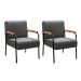 Kit 02 Poltronas Decorativas Jade Braço Fixo Preto - Suede Cinza