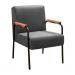 Kit 02 Poltronas Decorativas Jade Braço Fixo Preto - Suede Cinza