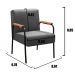 Kit 02 Poltronas Decorativas Jade Braço Fixo Preto - Suede Cinza