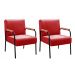 Kit 02 Poltronas Decorativas Jade Braço Fixo Preto - Suede Vermelho