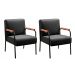 Kit 02 Poltronas Decorativas Jade Braço Fixo Preto - Veludo Preto