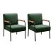 Kit 02 Poltronas Decorativas Jade Braço Fixo Preto - Veludo Verde