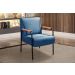 Kit 04 Poltronas Decorativas Jade Braço Fixo Preto - Linho Azul