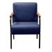 Kit 04 Poltronas Decorativas Jade Braço Fixo Preto - Suede Azul
