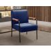 Kit 04 Poltronas Decorativas Jade Braço Fixo Preto - Suede Azul