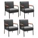 Kit 04 Poltronas Decorativas Jade Braço Fixo Preto - Suede Cinza