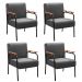 Kit 04 Poltronas Decorativas Jade Braço Fixo Preto - Suede Cinza