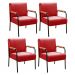 Kit 04 Poltronas Decorativas Jade Braço Fixo Preto - Suede Vermelho