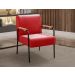 Kit 04 Poltronas Decorativas Jade Braço Fixo Preto - Suede Vermelho