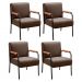 Kit 04 Poltronas Decorativas Jade Braço Fixo Preto - Veludo Marrom