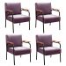 Kit 04 Poltronas Decorativas Jade Braço Fixo Preto - Veludo Roxo