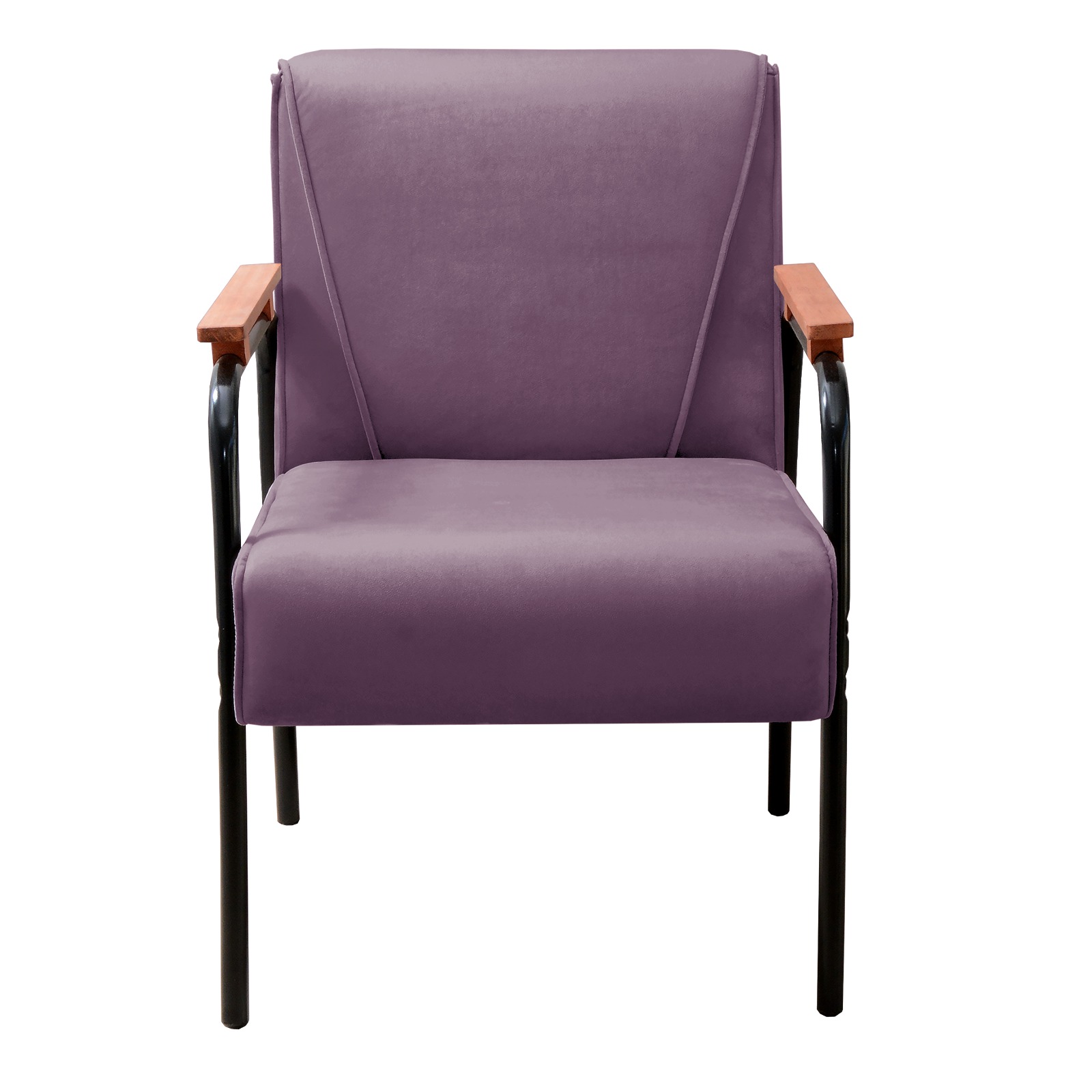 Kit 04 Poltronas Decorativas Jade Braço Fixo Preto - Veludo Roxo