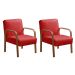 Kit C/ 2 Poltronas Anita Braço Madeira Para Sala Estar, TV - Suede Vermelho