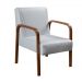 Kit C/ 4 Poltronas Decorativas Anita Braço Madeira Para Recepção - Corino Branco