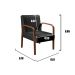 Kit C/ 4 Poltronas Decorativas Anita Braço Madeira Para Recepção - Corino Preto