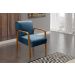 Kit C/ 4 Poltronas Decorativas Anita Braço Madeira Para Recepção - Linho Azul