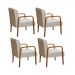 Kit C/ 4 Poltronas Decorativas Anita Braço Madeira Para Recepção - Suede Bege Claro