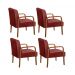 Kit C/ 4 Poltronas Decorativas Anita Braço Madeira Para Recepção - Suede Bordô