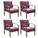 Kit C/ 4 Poltronas Decorativas Anita Braço Madeira Para Recepção - Veludo Roxo