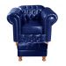 Kit Conjunto Poltrona Com Puff Chesterfield Capitonê Luís Xv - Couríssimo Azul
