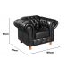 Kit Conjunto Poltrona Com Puff Chesterfield Capitonê Luís Xv - Couríssimo Preto