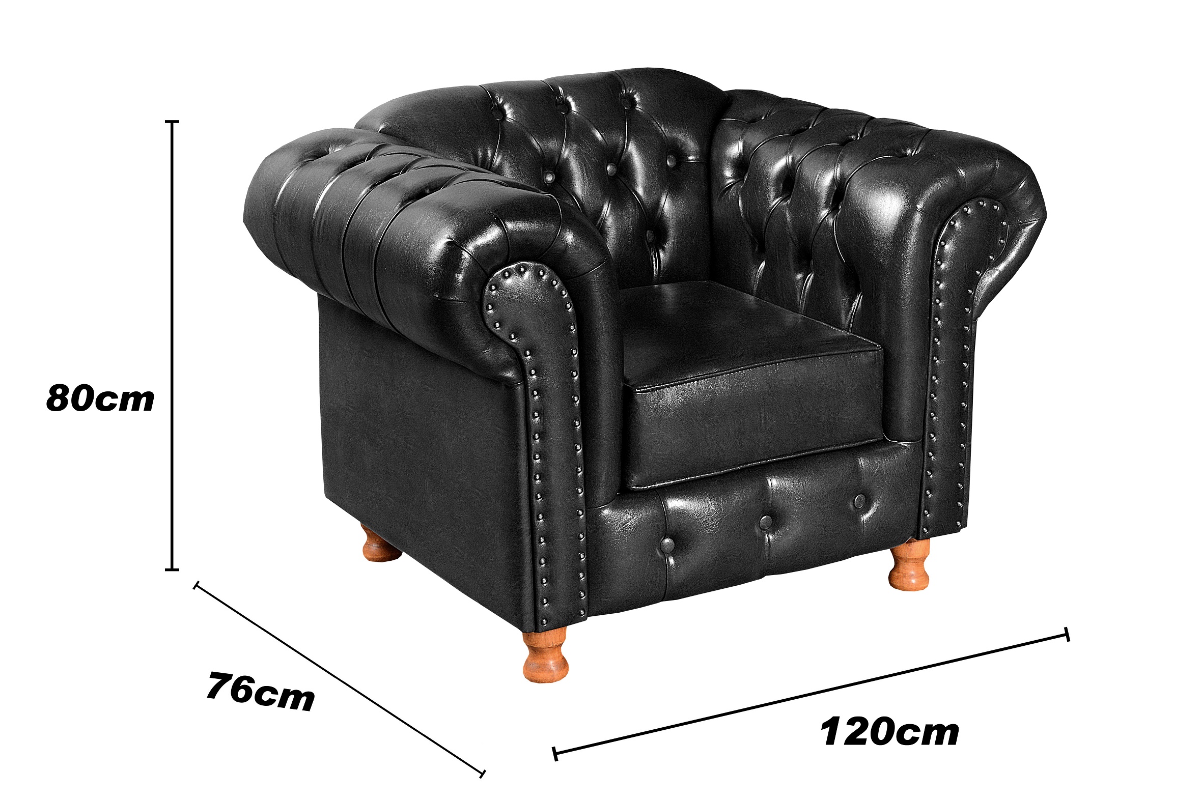 Kit Conjunto Poltrona Com Puff Chesterfield Capitonê Luís Xv - Couríssimo Preto