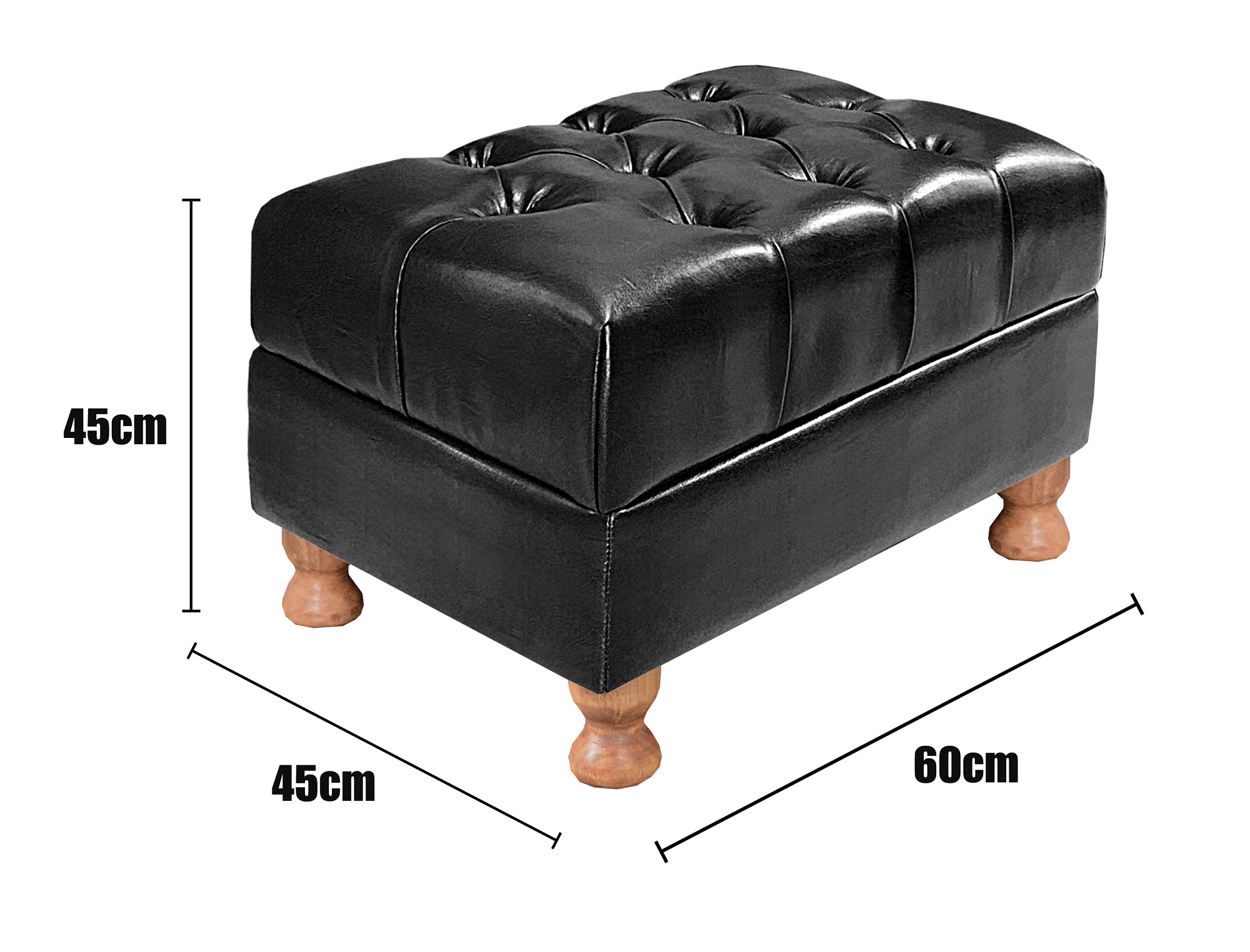 Kit Conjunto Poltrona Com Puff Chesterfield Capitonê Luís Xv - Couríssimo Preto