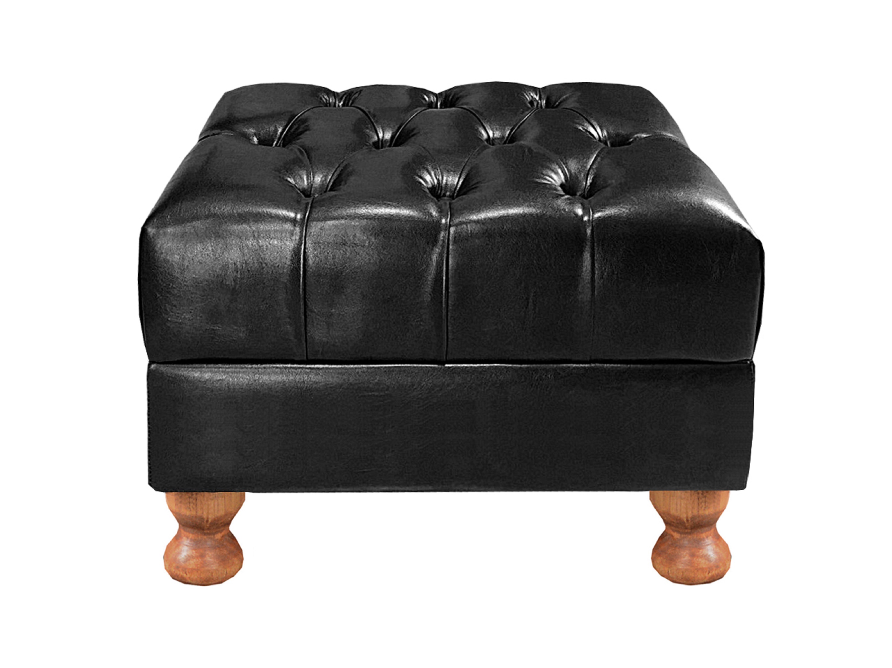 Kit Conjunto Poltrona Com Puff Chesterfield Capitonê Luís Xv - Couríssimo Preto