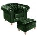 Kit Conjunto Poltrona Com Puff Chesterfield Capitonê Luís Xv - Couríssimo Verde
