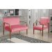 Kit Namoradeira E Poltrona Anita Braço Madeira -  Suede Rosa