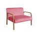 Kit Namoradeira E Poltrona Anita Braço Madeira -  Suede Rosa