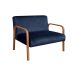Kit Namoradeira E Poltrona Anita Braço Madeira - Suede Azul Marinho