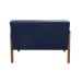 Kit Namoradeira E Poltrona Anita Braço Madeira - Suede Azul Marinho