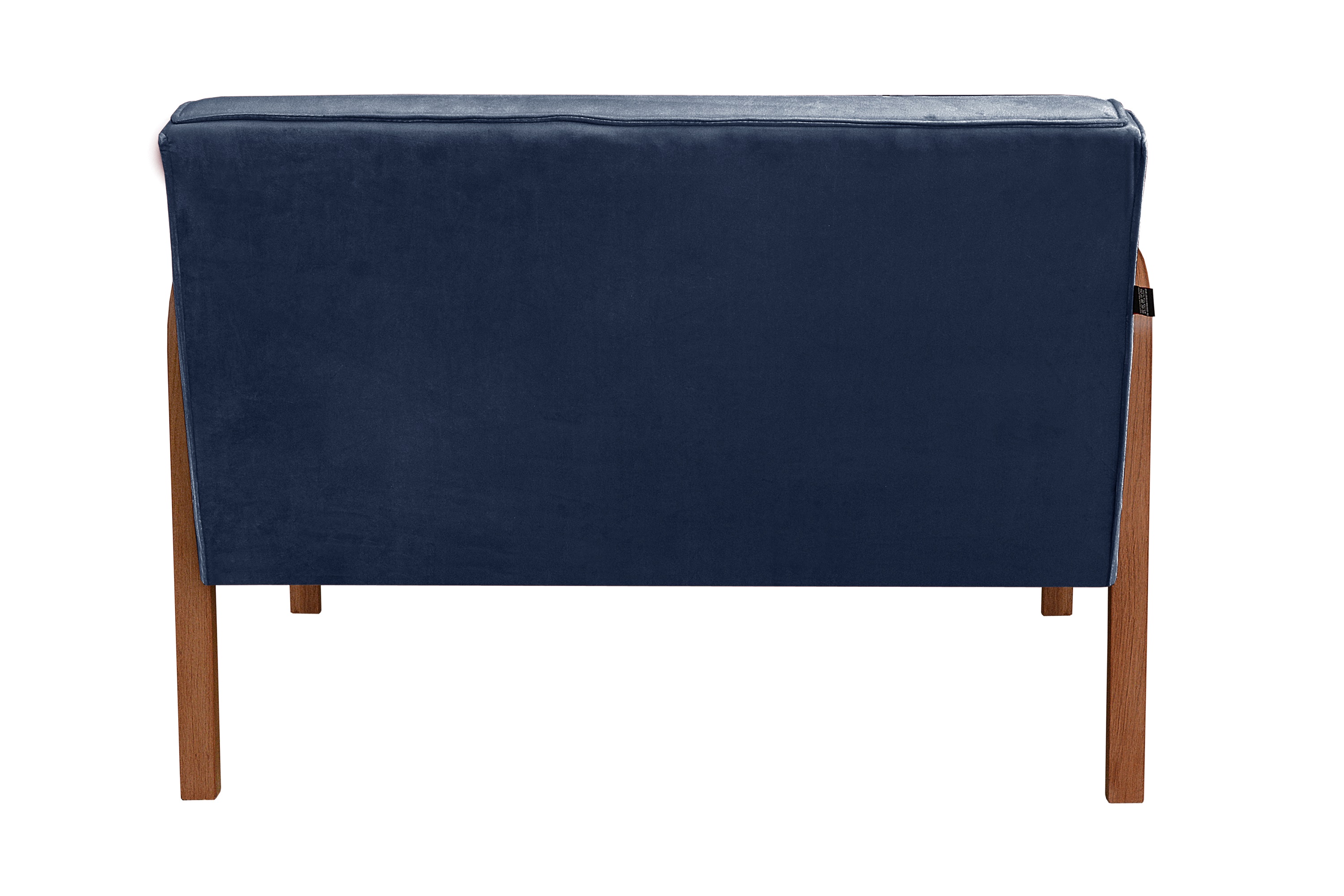Kit Namoradeira E Poltrona Anita Braço Madeira - Suede Azul Marinho