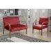 Kit Namoradeira E Poltrona Anita Braço Madeira - Suede Bordô