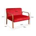 Kit Namoradeira E Poltrona Anita Braço Madeira - Suede Vermelho