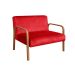 Kit Namoradeira E Poltrona Anita Braço Madeira - Suede Vermelho
