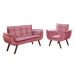 Kit Namoradeira E Poltrona Bella Opala Base Reforçada - Suede Rosa