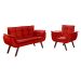 Kit Namoradeira E Poltrona Bella Opala Base Reforçada - Suede Vermelho