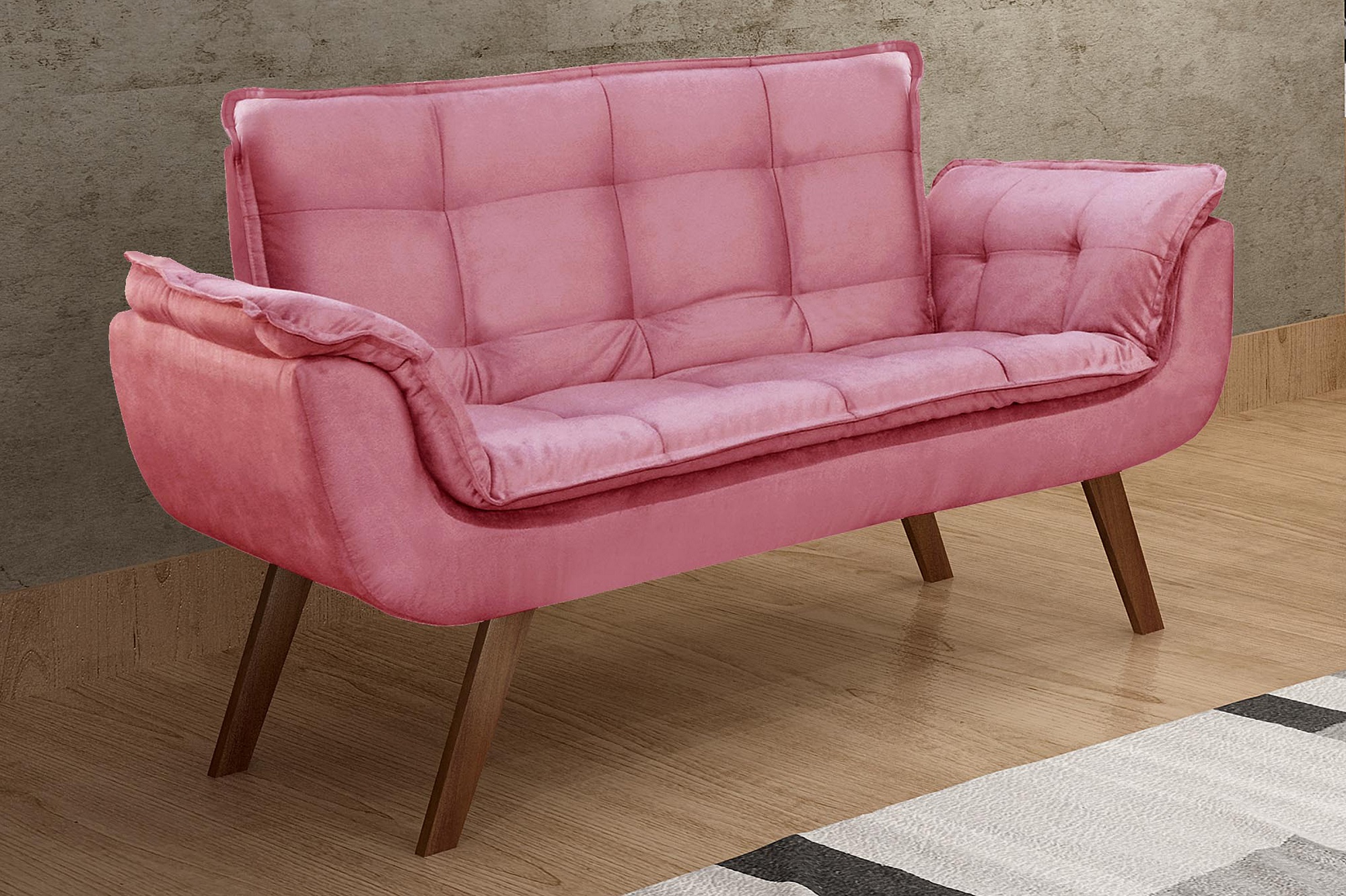 Namoradeira Opala 2 Lugares - Suede Rosa