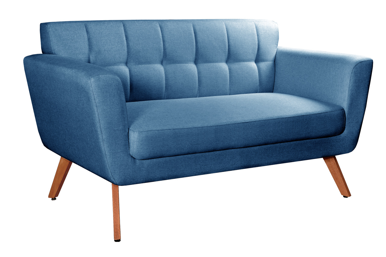 Namoradeira Sofá 2 Lugares Bruna Decoração - Linho Azul