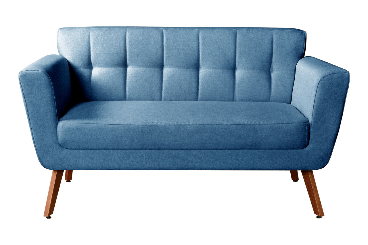 Namoradeira Sofá 2 Lugares Bruna Decoração - Linho Azul