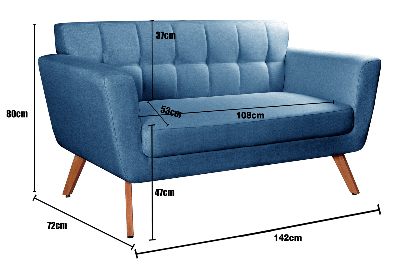 Namoradeira Sofá 2 Lugares Bruna Decoração - Linho Azul