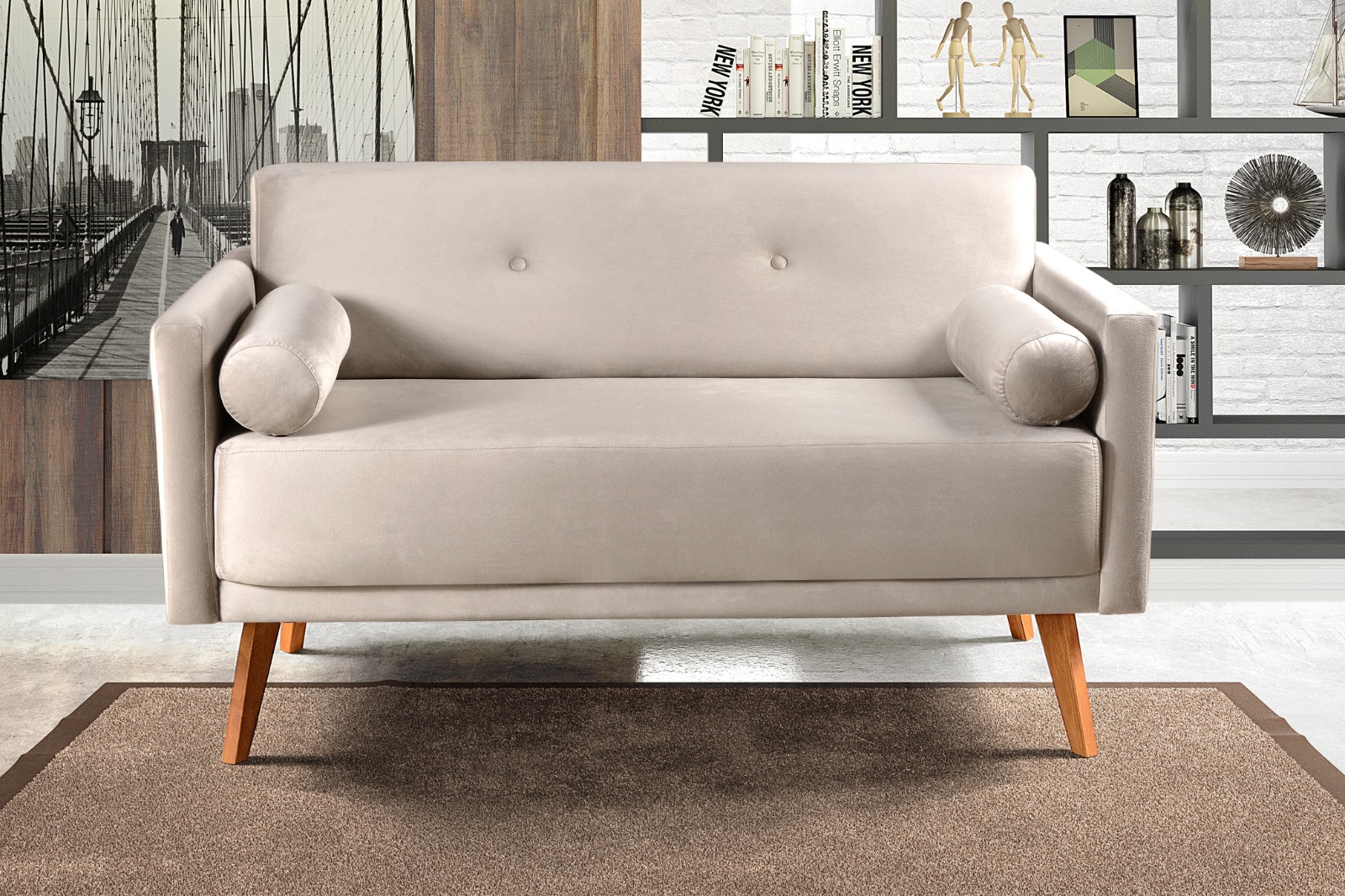 Namoradeira Sofá 2 Lugares Luma - Suede Bege