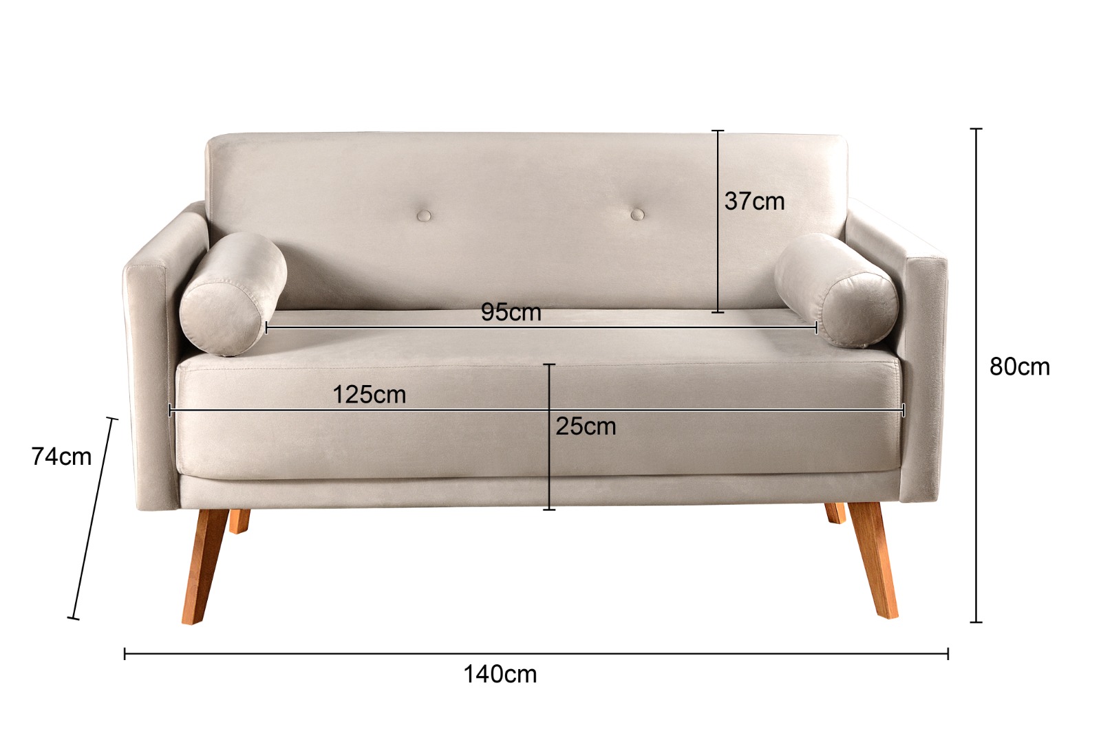 Namoradeira Sofá 2 Lugares Luma - Suede Bege