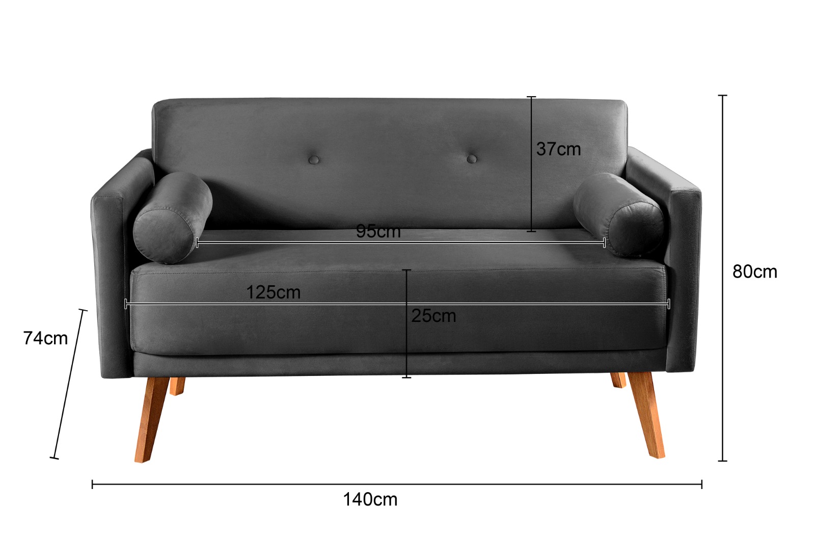 Namoradeira Sofá 2 Lugares Luma - Suede Cinza